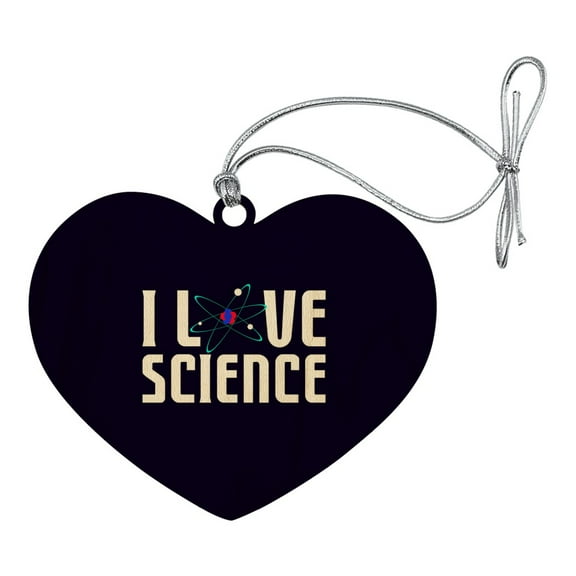 I Love Science Atom Heart Love Wood Christmas Tree Holiday Ornament