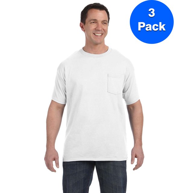 Hanes Men's Authentic-T Pocket T-Shirt - H5590 (Pack Of 3)