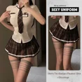 thumbnail image 1 of Conjunto de uniforme de estudiante Sexy para mujer, disfraz de Cosplay de fiesta temática, minifalda, conjunto de blusa ajustada, lencería para discoteca, 1 of 5