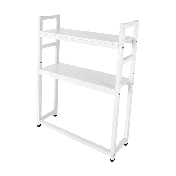 Dwellnix White Computer Desktop Bookcase 2 Tiers Hutch Display Shelf Home Office