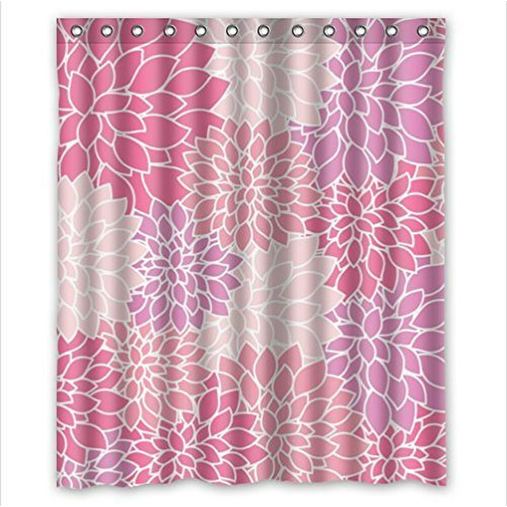 MOHome Light pink purple Dahlia floral Shower Curtain Waterproof