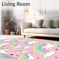 thumbnail image 2 of ODIKA 4'x6' Machine Washable Non-Slip Area Rug, Bath Unicorn Dreams Magical Fantasy Clouds High Traffic Rug with Pad, Pink, 723019, 2 of 8