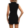thumbnail image 3 of JULMCOMO Two Piece Sets for Women V Neck Sleeveless Dressy Vest Tops Tie Waist Summer Business Outfits Vacation Matching Sets Black M, 3 of 5