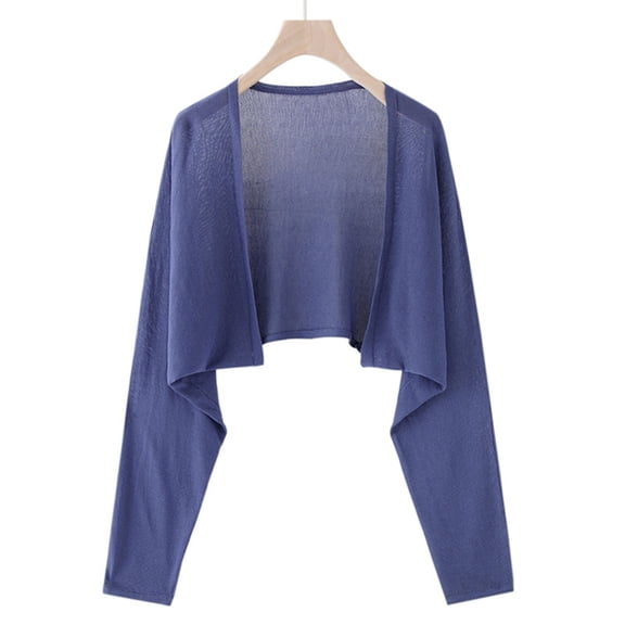 Cmfcve Women's Long Sleeve Cardigans Elegant Knit Sweaters Cropped Open Front Bolero Shrugs for Dresses