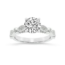 IGI Certified 1 Carat Round Shape Lab Grown Diamond Engagement Ring | 14K White Gold |Larisa Side Stone Diamond Ring | FG-VS1-VS2 Quality Friendly Diamonds