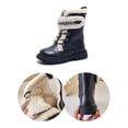 thumbnail image 3 of XIMIN Toddler Girl Faux Leather Ankle Boot Toddler Riding Boots with Faux Fur Lining & Lug Sole Kids Lace-Up Side Zipper Leather Winter Boots Dress Riding Boots, 3 of 8