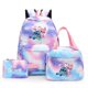 thumbnail image 1 of 3pcs Lilo Stitch Colorful Backpack with Lunch Bag Rucksack Casual School Bags for Women Student Teenagers Sets, 1 of 4