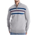thumbnail image 1 of GigrtiJin Pull à Quart de Zip pour Hommes Manches Longues Col Montant Pull Rayé Mode Décontracté Confortable, 1 of 5