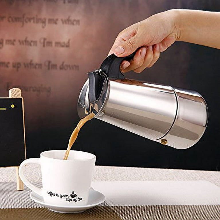  Yosoo Coffee Maker, Stainless Steel Moka Coffee Pot Stovetop  Latte Maker Percolator Stove Top Filter Coffee Maker Pot Easy Clean (100ML  2 Cup): Home & Kitchen