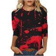 thumbnail image 1 of Pisexur Chandails en Molleton d'Halloween pour Femmes Manches 3/4 Col Rond Chandails en Molleton Graphiques Amusants Chandails à Capuchon Chandail Tops Tendance Automne Chandail Tops Blouses, 1 of 5