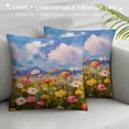 thumbnail image 3 of Chilfamy Flowers Sky Clouds Indoor Outdoor Pillow Covers for Couch Sofa Car Bedroom Decor, Wrinkle, Shrink, Fade Resistant Throw Pillow Cover 1PC 12x12in, 3 of 5