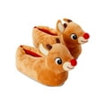 thumbnail image 4 of LICENSE Unisex Kids Fabric Bottoms Rudolph the Red Nosed Reindeer Style Slippers, orange, 4 of 4