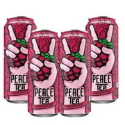 (4) Peace Tea Razzleberry Tea Flavored Drinks No Artificial Flavors or Colors Canned Beverages for Home Pantry Summer Pool Beach Holiday Party Drinks 23 fl. oz Pack of 4 & CUSTOM Storage Carrier
