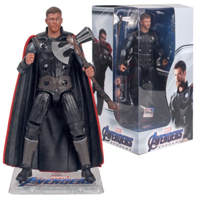 Genuine 17CM Marvel Avengers Endgame Super Heroes Iron Man Black Panther SpiderMan Captain America Action Figure Model Kids Toys Fivean unisex