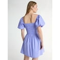 thumbnail image 3 of Scoop Women’s and Women's Plus Cotton Smocked Mini Dress with Puff Sleeves, Sizes XS-4X, 3 of 4