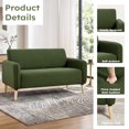 thumbnail image 4 of Bonzy Home 57.28" Loveseat Sofa, 2-Seater Short Plush Fabric Small Couch with Solid Wood Legs, Modern Compact Upholstered Sofa for Living Room Apartment Bedroom, Green, 4 of 8