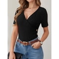 thumbnail image 4 of ANRABESS Womens Tops Short Sleeve V Neck Sexy Ribbed Knit Slim Fit Lightweight Sweater 2026 Summer Dressy Casual T-Shirts Black Large, 4 of 7