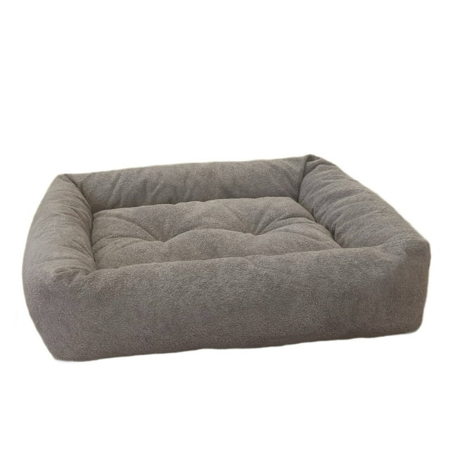 DecoraPet Extra Large Heavenly Lounger, Cafe, a rectangular dog pillow bed with raised bolstered edges and a tufted center cushion, covered in soft textured fabric in muted brown cafe color, filled with high-memory polyester fiber for support and durability.