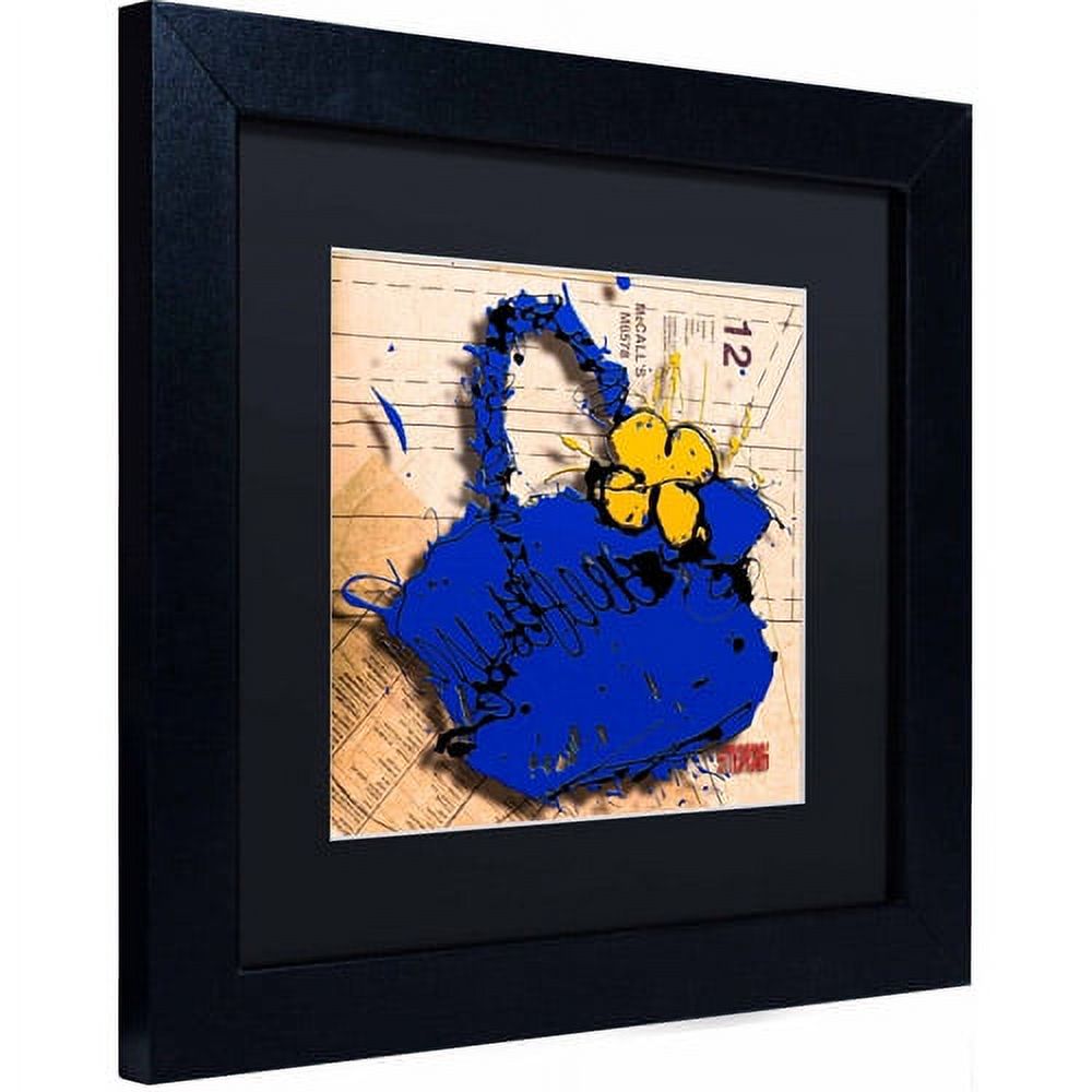 Trademark Fine Art "Flower Purse Yellow on Blue" Canvas Art by Roderick Stevens, Black Matte, Black Frame