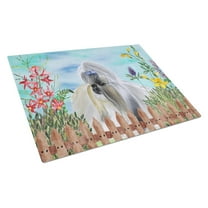 Caroline's Treasures Shih Tzu Spring Glass Cutting Board Large