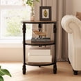 thumbnail image 4 of CuisinSmart Living Room Vintage Storage Wood Round End Table, Rustic Brown, 4 of 7