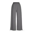 thumbnail image 5 of Womens Cotton Sweatpants Elastic High Waisted Flared Wide Leg Trouser Pants with Pockets Fall Winter Sports Wear (XL, Gray), 5 of 7