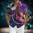 thumbnail image 4 of PNTUTB Carnival Men's Fashion Printed Casual Collar Short Sleeve Button Down Cardigan Relaxed Blouse, 4 of 6