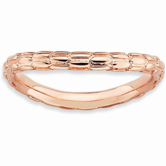 Sterling Silver Polished Pink-Plate Wave Ring