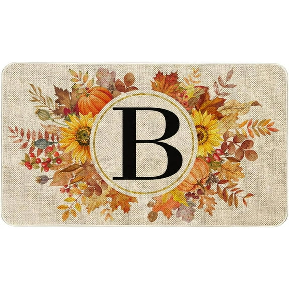 Fall Monogram Letter B Door Mat 30 X 17 Inch Family Last Name Initial Welcome Doormat Indoor Outdoor Entrance Floor Rug Non Slip Fall Autumn Thanksgiving Decor Rubber Mats