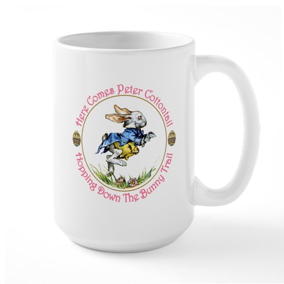 CafePress - Easter Here Comes Peter Cottontail Large Mug - 15 oz Ceramic Large White Novelty Mug