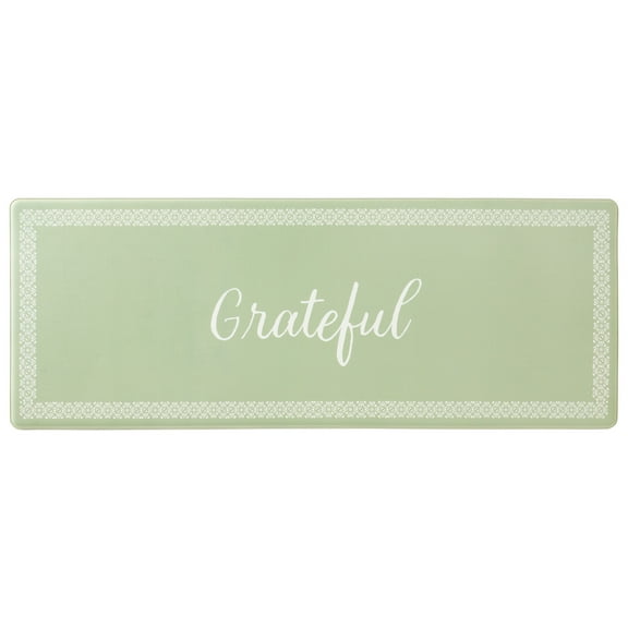 MARTHA STEWART Bloomfield Grateful Border Kitchen Mat, Comfort Standing Mat, Non-Slip Backing, Water & Stain Resistant, Green, 18"x48"