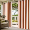 thumbnail image 2 of Outdoor Curtains for Patio Waterproof Burnt Orange Stripes Indoor/Outdoor Curtain Tiebacks Vertical Striped Privacy Curtain Sun Block Grommet Drapes for Pergolas Gazebo Porch 2 Panel 54x84 Inch, 2 of 9