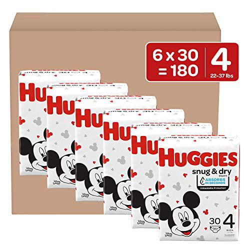 One Month Supply Huggies Snug & Dry Baby Diapers Size 4 180 Ct 