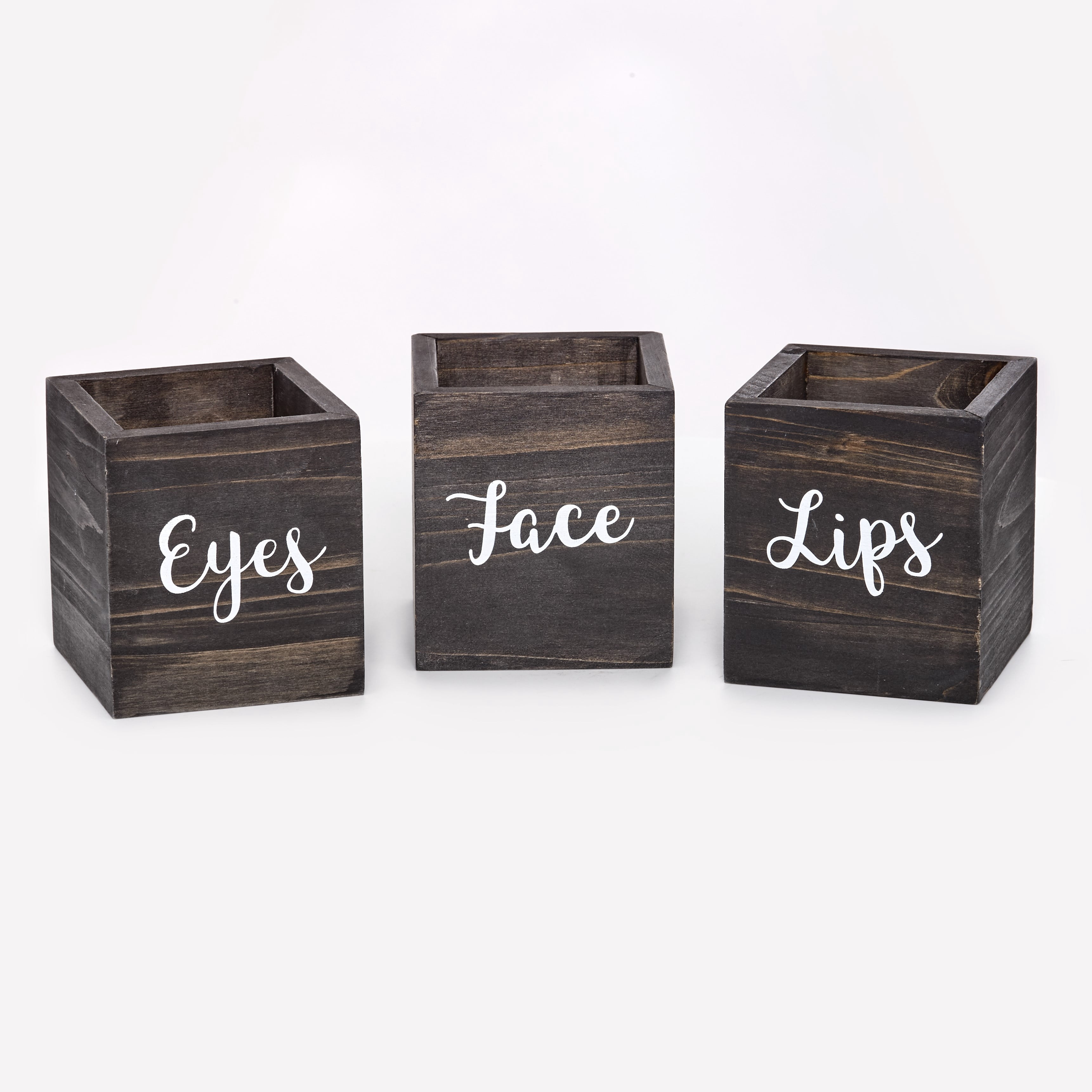 Wooden Bathroom Countertop Makeup Organizers Set of 3