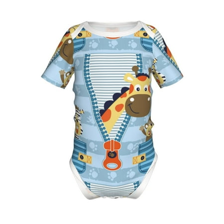 

Yiaed Giraffe Come Out From Zipper Print Infant Climbing Short Sleeve Onesie One-Piece Baby Bodysuit Clothes 0-12 Months -12 Months