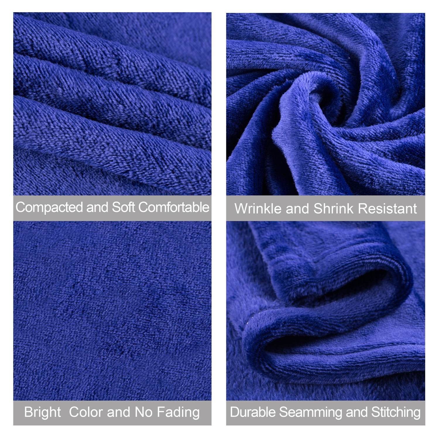 JML Soft Flannel Fleece Throw Blanket, Navy, Standard Throw 