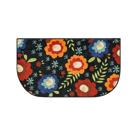 Mohawk Home Home Sweet Flowers Polyester Kitchen Mat  Black  3 Piece Set