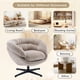 thumbnail image 4 of Silla de oficina de chenilla moderna, silla de acento giratoria de 360 ° con cojín extraíble, silla de oficina redonda, base de metal negro, 4 of 5