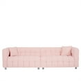 thumbnail image 2 of Yesfashion 102 Inch Teddy Velvet Sofa, With 2 Throw Pillows, Hardware Feet,&nbsp;Mid Century Indoor Couch, Upholstered Couch for Living Room, Bedroom, Apartment, 2 of 9