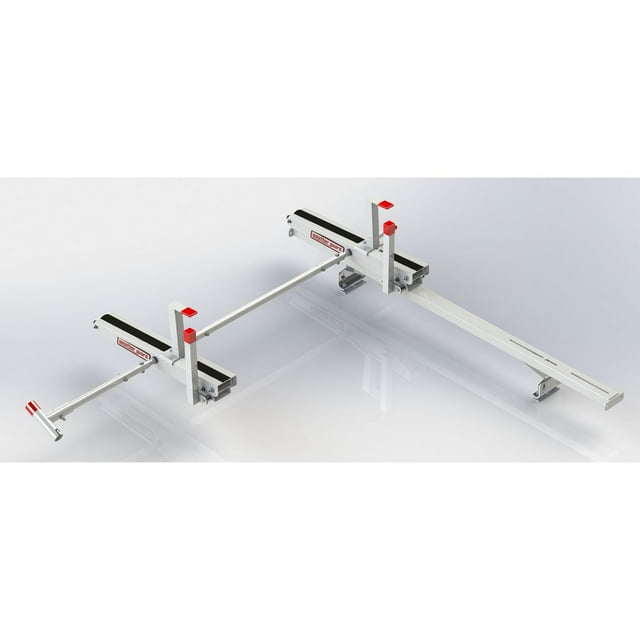 Weather Guard Ladder Rack 2277-3-01 EZ Glide 2; Fixed; Short Ladder; Powder Coated; White; Aluminum; With Center Cross Member