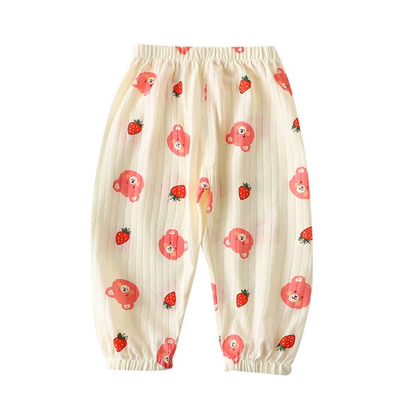SROBPTY Child Boys Girls Pants Print Elastic Waist Cuffed Trousers with Print for 1-6 Years