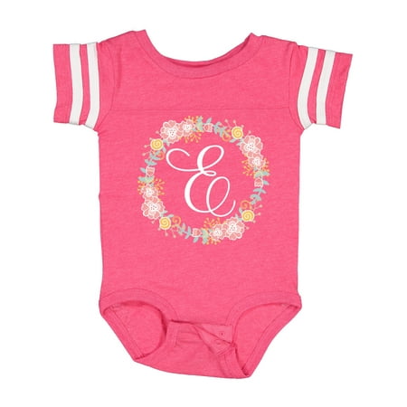 

Inktastic E Monogram Alphabet Letter Rose Floral Wreath Gift Baby Girl Bodysuit