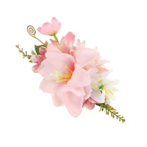 Unique Bargains 1 Pc Women's Lightweight Simulated Flowers Hair Clips Comb for Parties Pink Polyester Fabric Iron