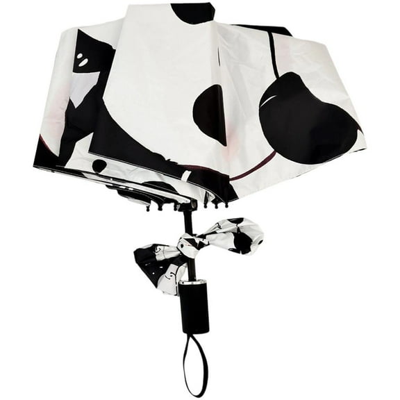 Ladies' Cute Umbrella Panda Three Fold Windproof Travel Umbrella Black Coating Sunscreen Umbrella Sunshade Umbrella
