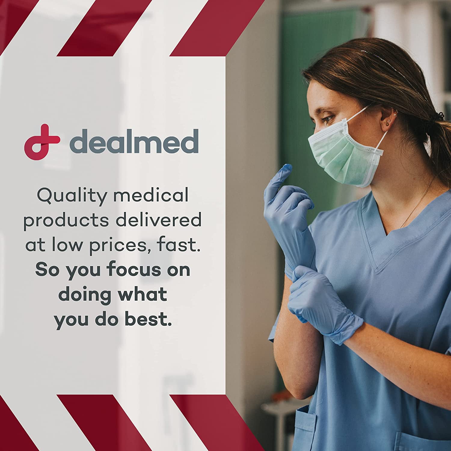 Dealmed Nitrile Medical Grade Exam Gloves, 3.0 mm, Latex Free, Disposable Gloves for Hospitals, Law Enforcement, First Response, Blue (Large, 3000 ct.)