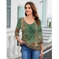 thumbnail image 5 of Zeagoo Women's Blouse 3/4 Length Sleeve V Neck Dressy Floral Tunic Top Soft Lightweight Summer Tees Business Casual Work Tops, 5 of 7