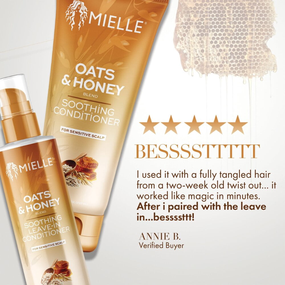 Mielle Oats & Honey Sensitive Scalp Soothing Conditioner 8 oz, Dry Hair, Clarifying, Squeeze
