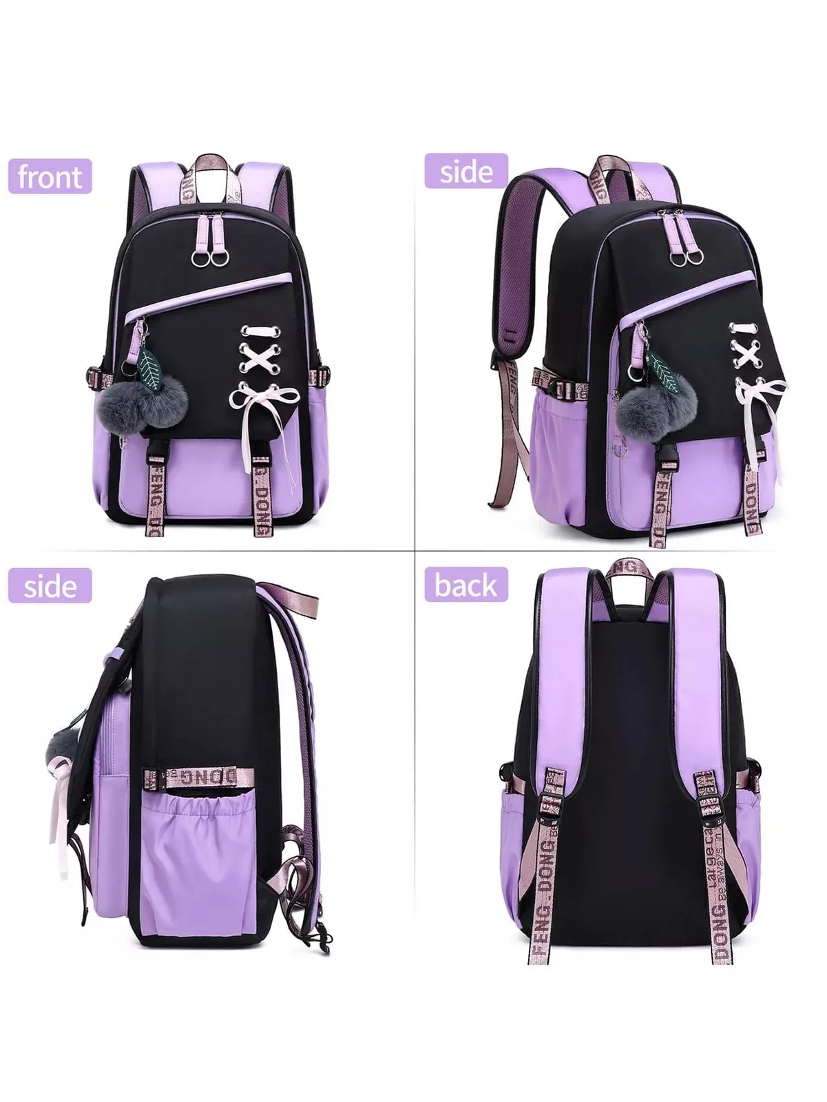 Mochila escolar con puerto USB de carga, para laptop, de viaje, de hombro, tipo rucksack 6