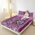 thumbnail image 4 of Manfei Kawaii Butterflies Twin Sheet Sets,Pink Sequin Print Twin Fitted Sheet,Sliver Diamond Flat Sheet For Girls Boys,Ultra Soft Home Decor,3 Pieces, 4 of 7