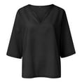 thumbnail image 4 of Weikingp 3/4 Length Sleeve Womens Tops Going Out Tops Women's Classic Version Of Cotton Short Sleeve Crewneck Loose Printed T Shirt Casual Tops for Women Black L, 4 of 5